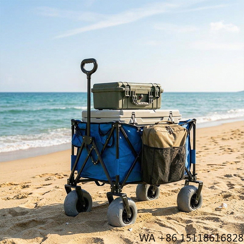 Outdoor Camping Wagon - Carrinho de Praia Metálico Dobrável com