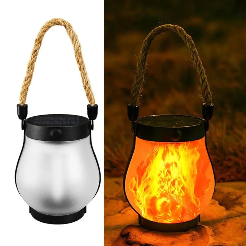Camping Solar Lantern - Lâmpada Solar com Efeito de Chama,
