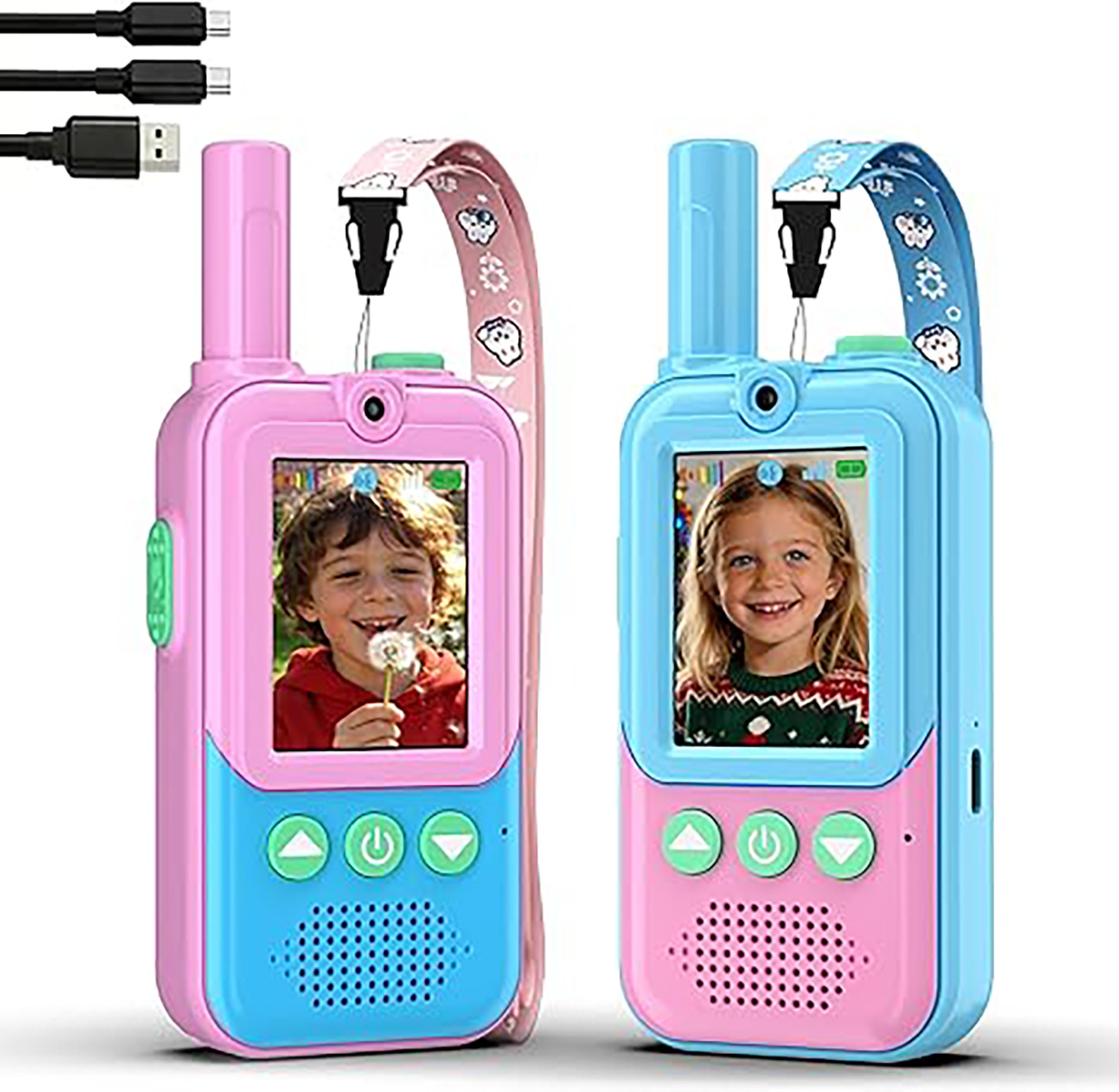 Outdoor Camping Videos - Walkie Talkies Recarregáveis para Crianças, Pacote