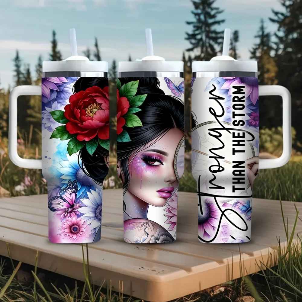 Outdoor Camping Quotes - Copo Térmico de 40Oz com Alça,