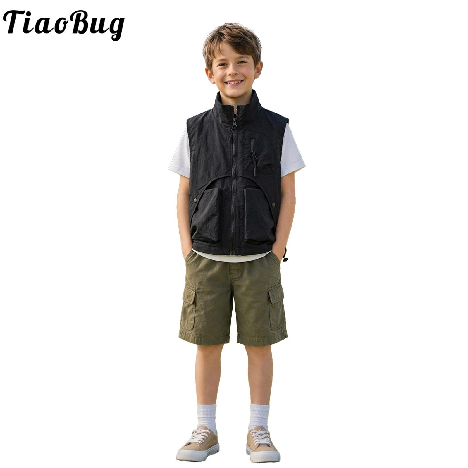Outdoor Camping Kids Activities - Colete Cargo Infantil Masculino Moderno com