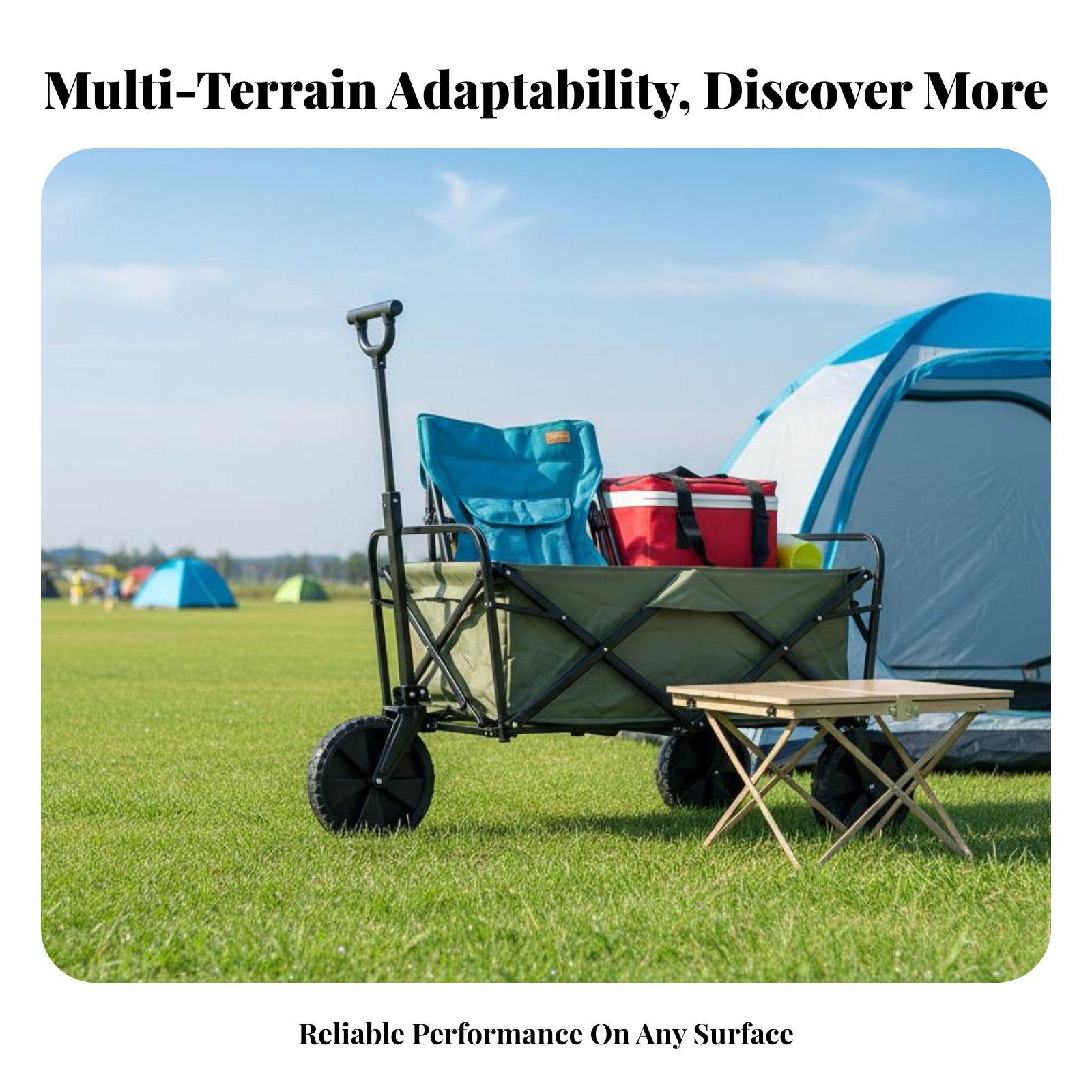 Outdoor Camping Wagon - Roda para Carrinho de Camping Multi-Terreno,
