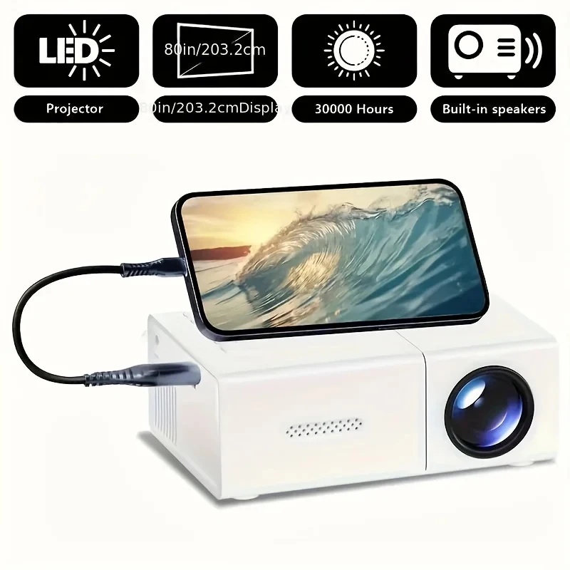 Outdoor Camping Videos - Projetor Mini LED 1080P com Controle