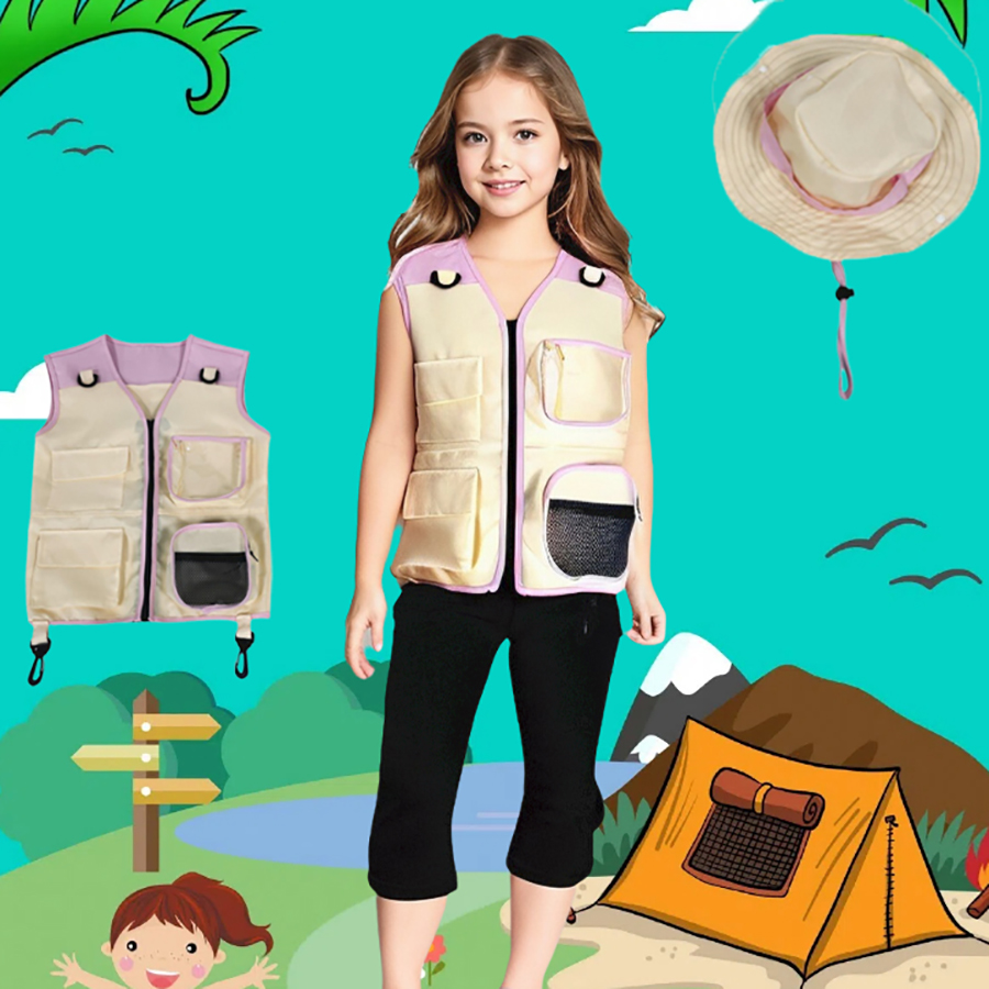 Traje de colete e chapéu explo - Outdoor Camping Kids Activities avaliação e preço