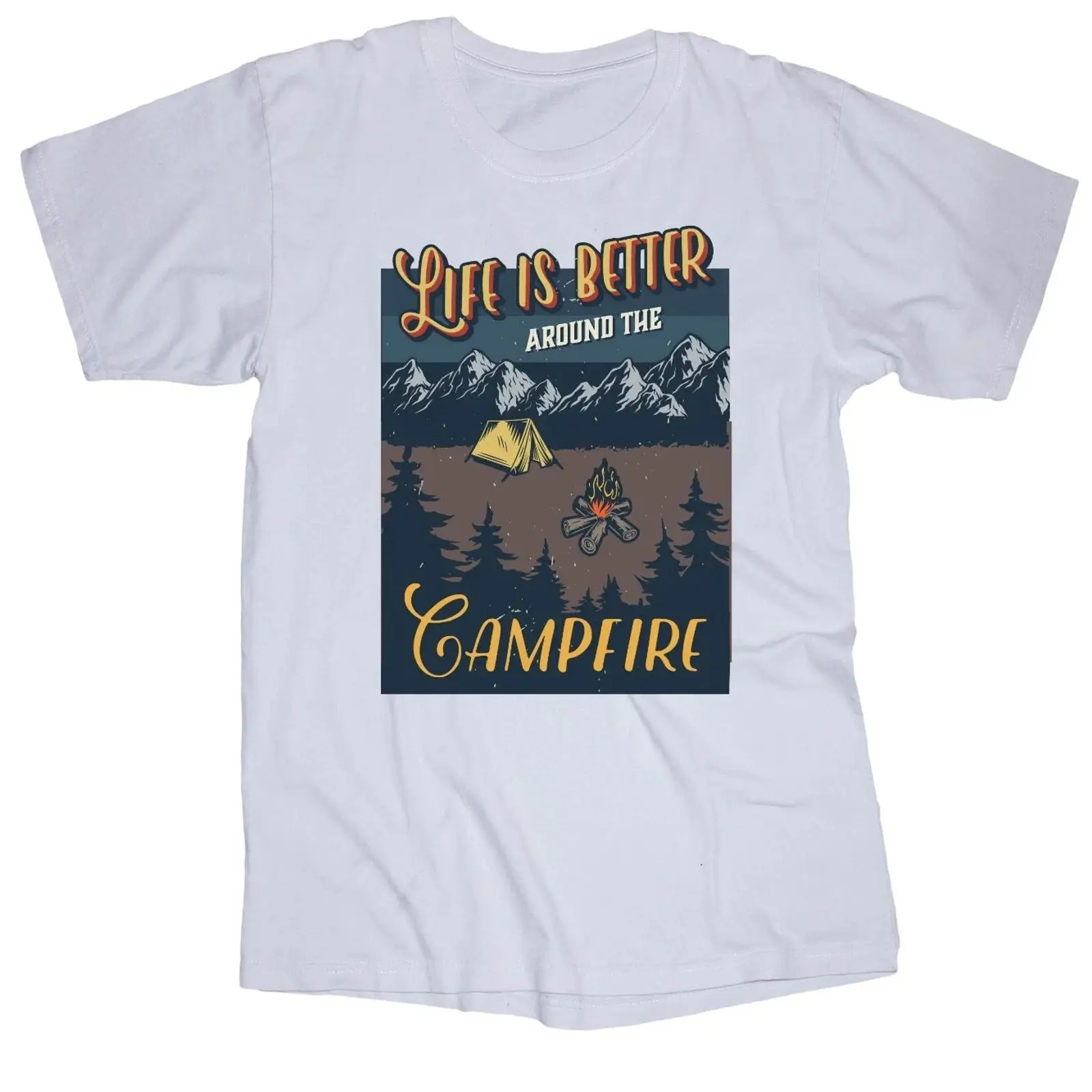 Camiseta branca com estampa vi - Outdoor Camping Quotes avaliação e preço