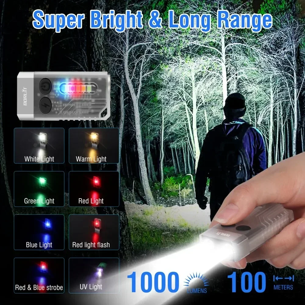 Boruit v10 chaveiro uv led edc - Outdoor Camping Glamping avaliação e preço