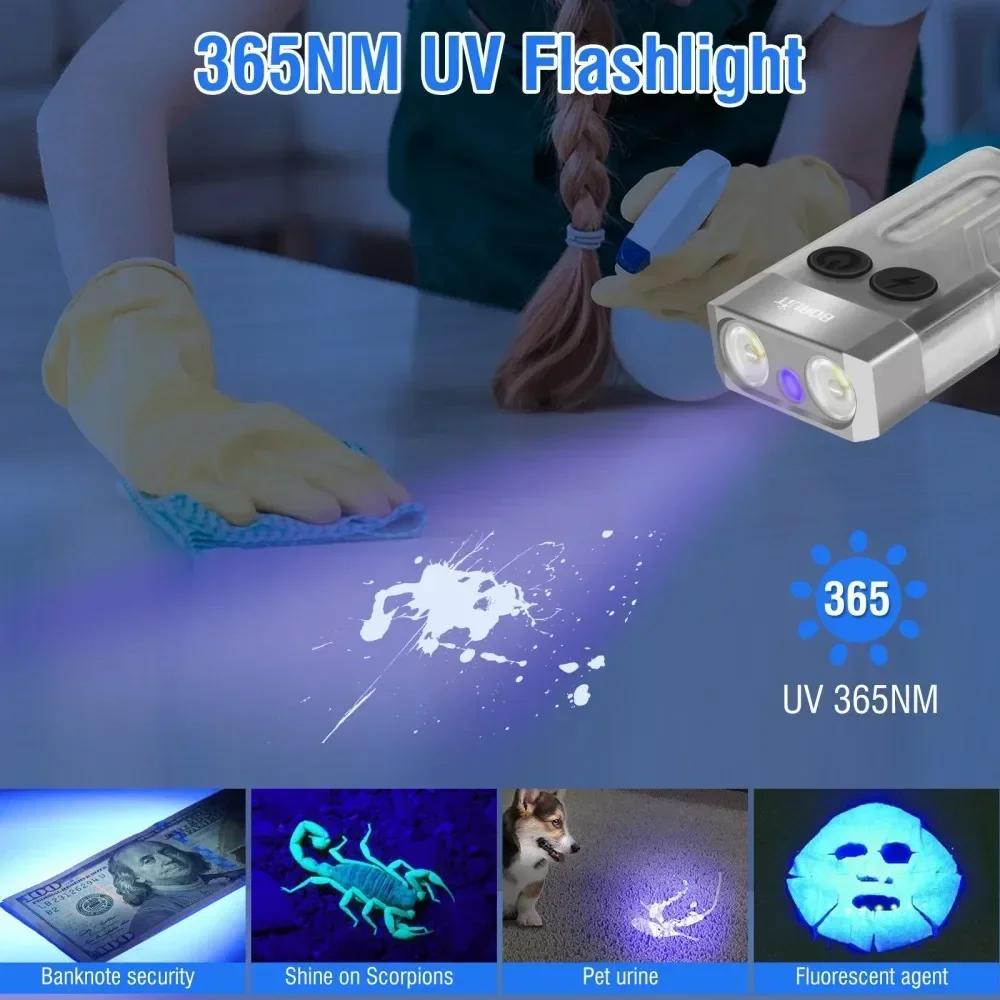 Boruit v10 chaveiro uv led edc - Outdoor Camping Glamping avaliação e preço